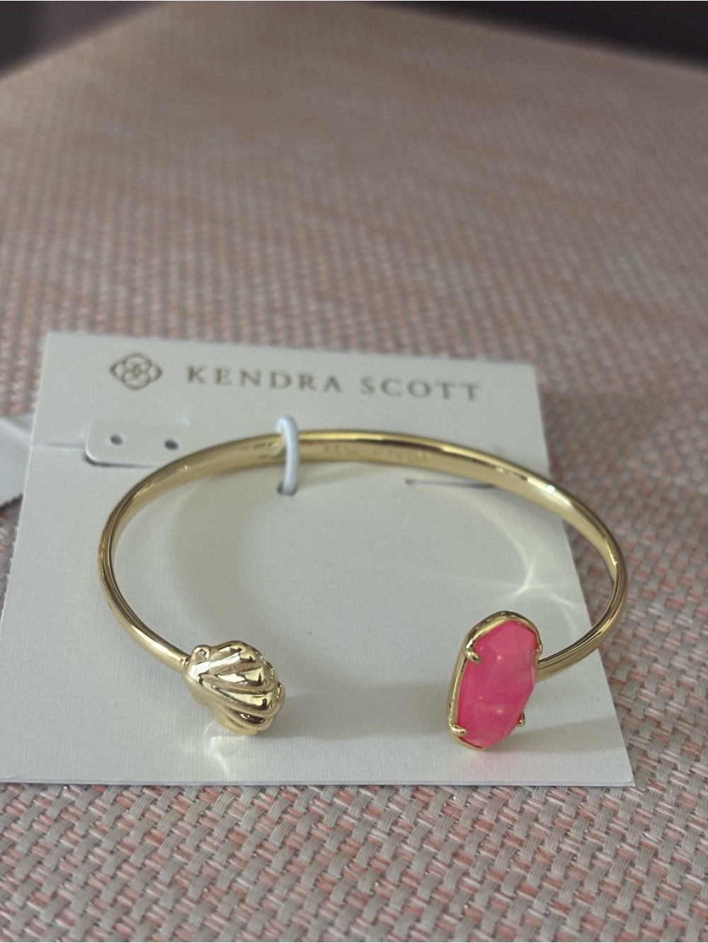 Kendra Scott Gold Open Cuff with Hot Pink Stone and Seashell